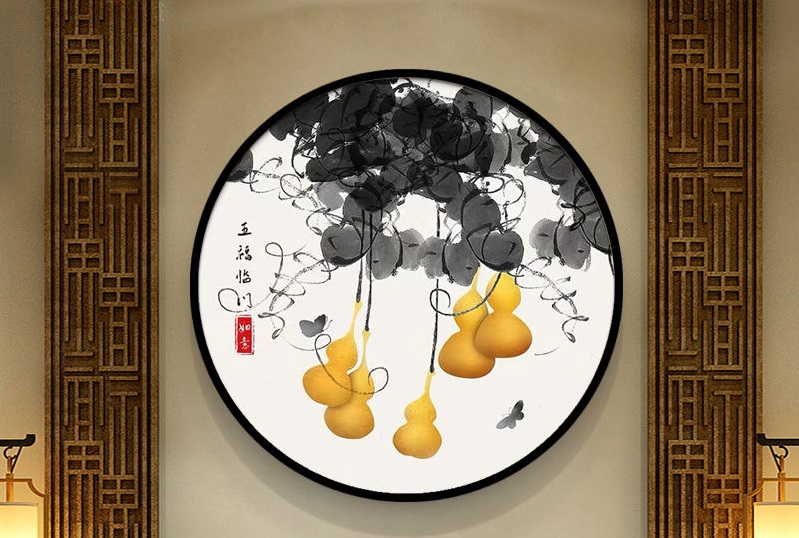 五福临门葫芦画挂玄关墙好吗,五福临门葫芦挂哪合适
